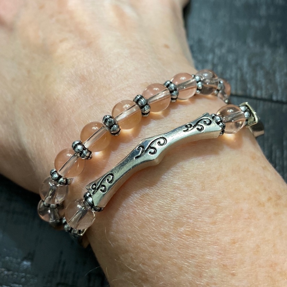 NWT Set Of 2 Pink & Silver Tone Bracelets!